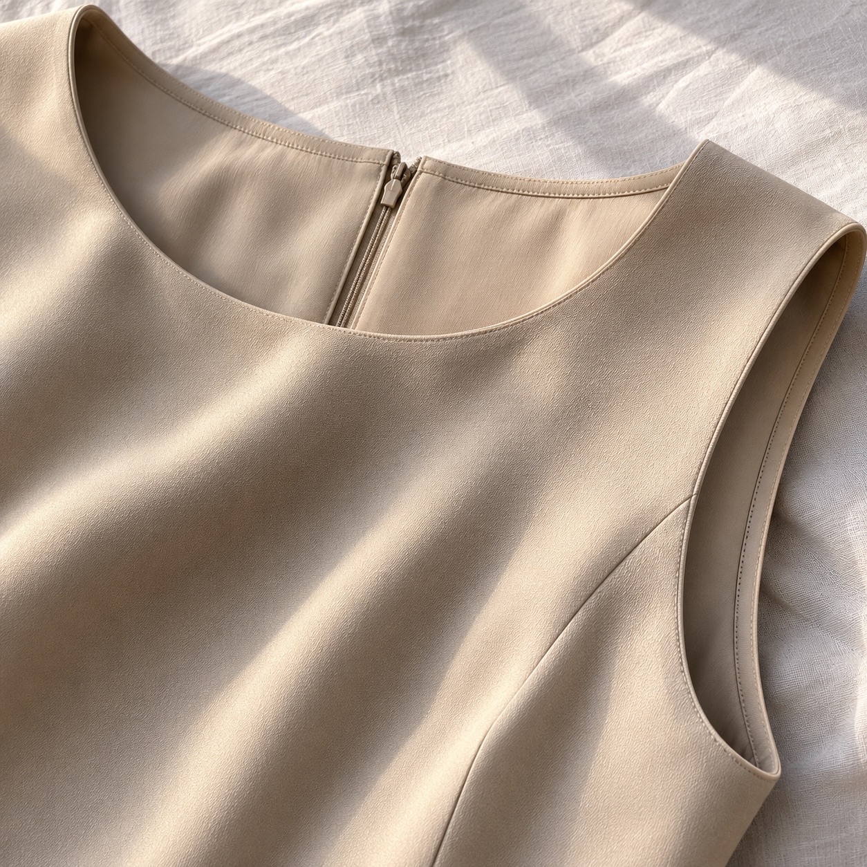 Downe sleeveless column dress — Everyday Column Dresses by ORASCI. close detail of the fabric and finish.