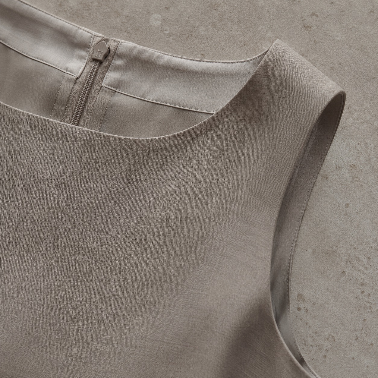 Slate Hollow sleeveless column dress — Everyday Column Dresses by ORASCI. close detail of the fabric and finish.