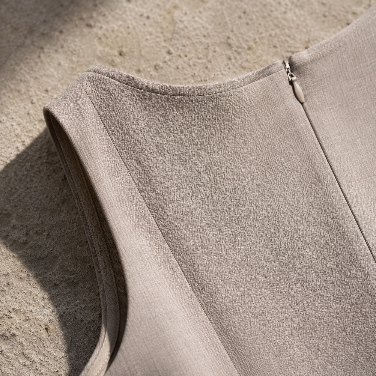 Alder Lane sleeveless column dress — Everyday Column Dresses by ORASCI. close detail of the fabric and finish.