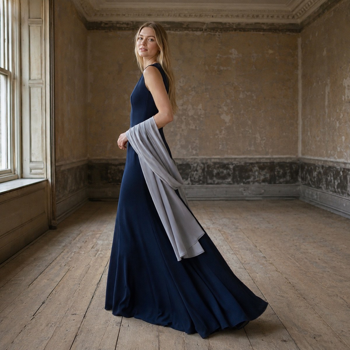 Farnborough floor-length evening gown — Evening Gowns and Body-Skimming Dresses by ORASCI. worn by a model.