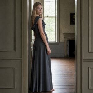 Sorrel Field floor-length evening gown — Evening Gowns and Body-Skimming Dresses by ORASCI. worn by a model.