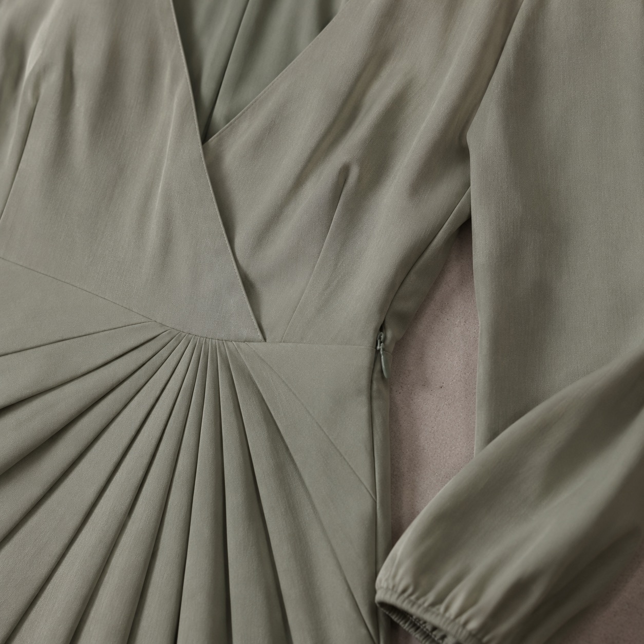 Shortlands sunray-pleat midi dress — Pleated Midi Dresses by ORASCI. close detail of the fabric and finish.