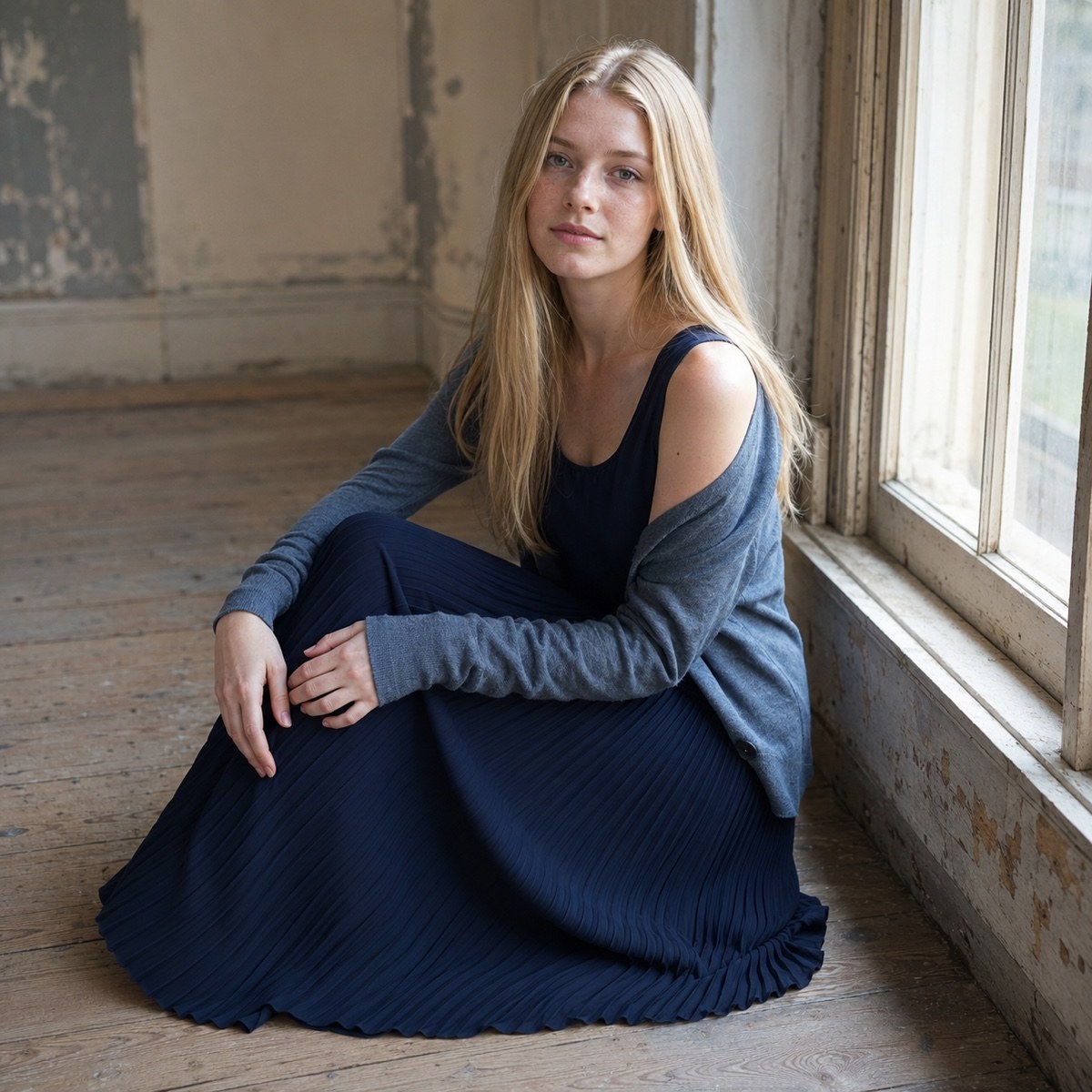 Shortlands sunray-pleat midi dress — Pleated Midi Dresses by ORASCI. worn by a model.