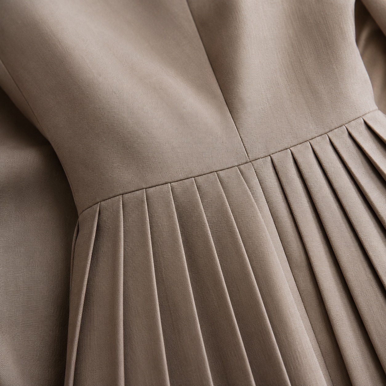 Slate Hollow knife-pleat midi dress — Pleated Midi Dresses by ORASCI. close detail of the fabric and finish.
