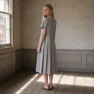 Pearl Wharf knife-pleat midi dress — Pleated Midi Dresses by ORASCI. worn by a model.