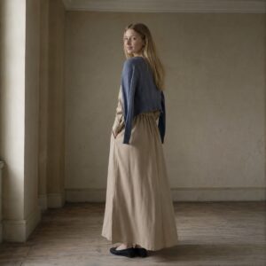 Sorrel Field collarless shirt dress — Shirt Dresses by ORASCI. worn by a model.