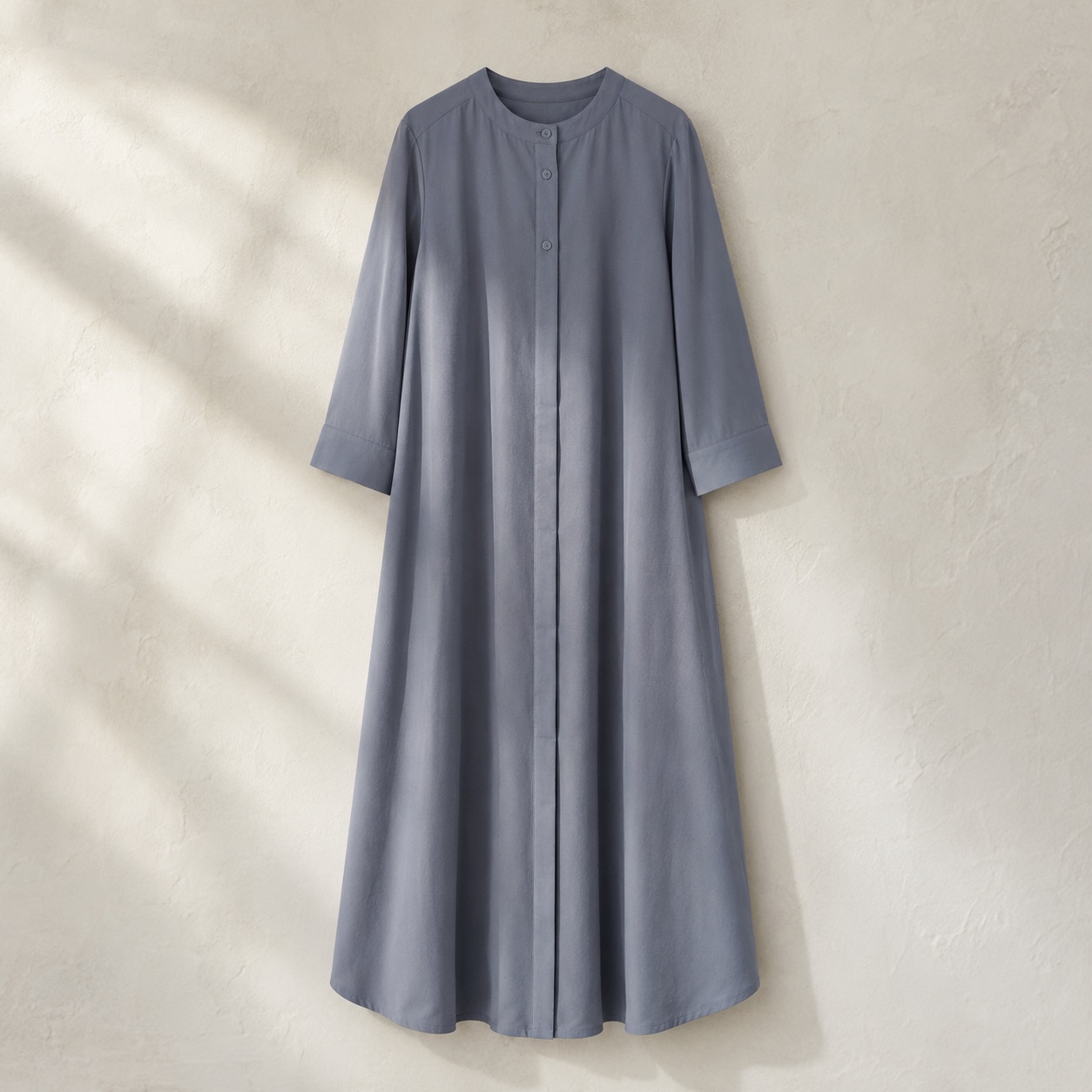 Petts Wood collarless shirt dress — Shirt Dresses by ORASCI. product photograph on a white background.