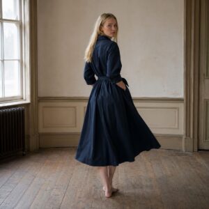 Farnborough belted shirt dress — Shirt Dresses by ORASCI. worn by a model.