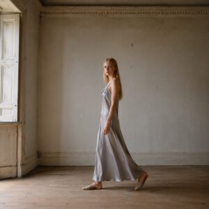 Meadow Gate cowl-neck slip dress — Slip Maxi Dresses by ORASCI. worn by a model.