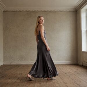 Cudham bias-cut slip maxi dress — Slip Maxi Dresses by ORASCI. worn by a model.
