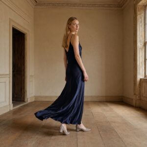 Orpington bias-cut slip maxi dress — Slip Maxi Dresses by ORASCI. worn by a model.