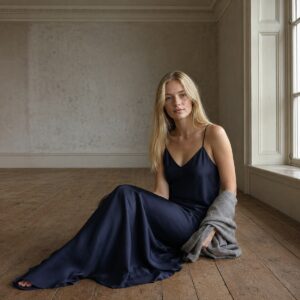 Petts Wood bias-cut slip maxi dress — Slip Maxi Dresses by ORASCI. worn by a model.