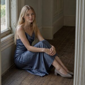 Shortlands cowl-neck slip dress — Slip Maxi Dresses by ORASCI. worn by a model.